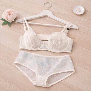 Victoria secret two piece bra panties set NEW size medium and 34D bra sparkly